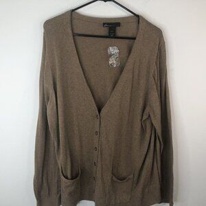 Lane Bryant Womens Button Front Sweater Size 22/24 Brown Long Sleeve Pockets NWT